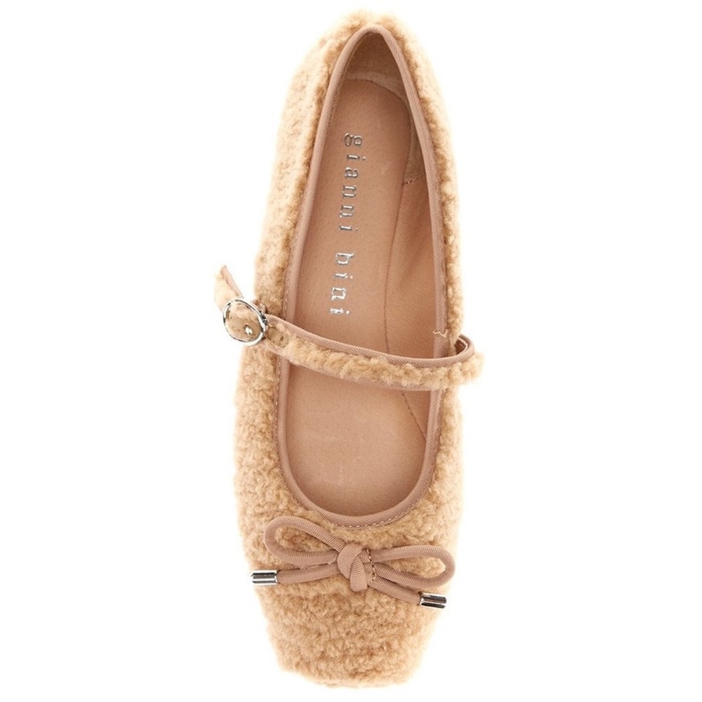 New Gianni Bini Josie Two Faux Shearling Mary Jane Ballerina Flats Sz 5.5‎